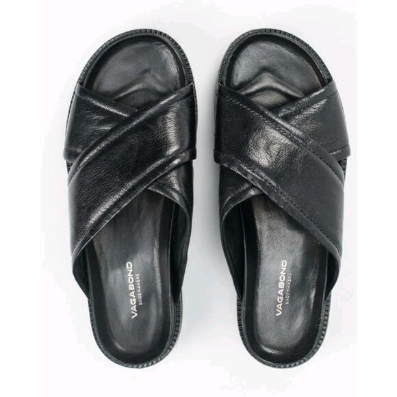 Vagabond Irene sandals black leather criss cross platform sandals black sz 39 - Picture 1 of 7